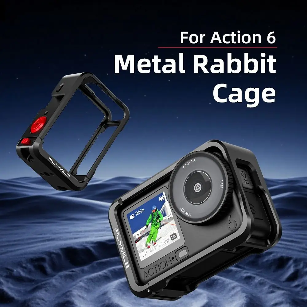 Aluminum Alloy Protective Case Built-in Cold Shoe Quick Release Metal Cage with Lens Cover Camera Frame for DJI Osmo Action 6