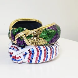 carnival Green Gold Knot Sequin Knot Hairband Headband Adult Hair Accessories Hair Jewley
