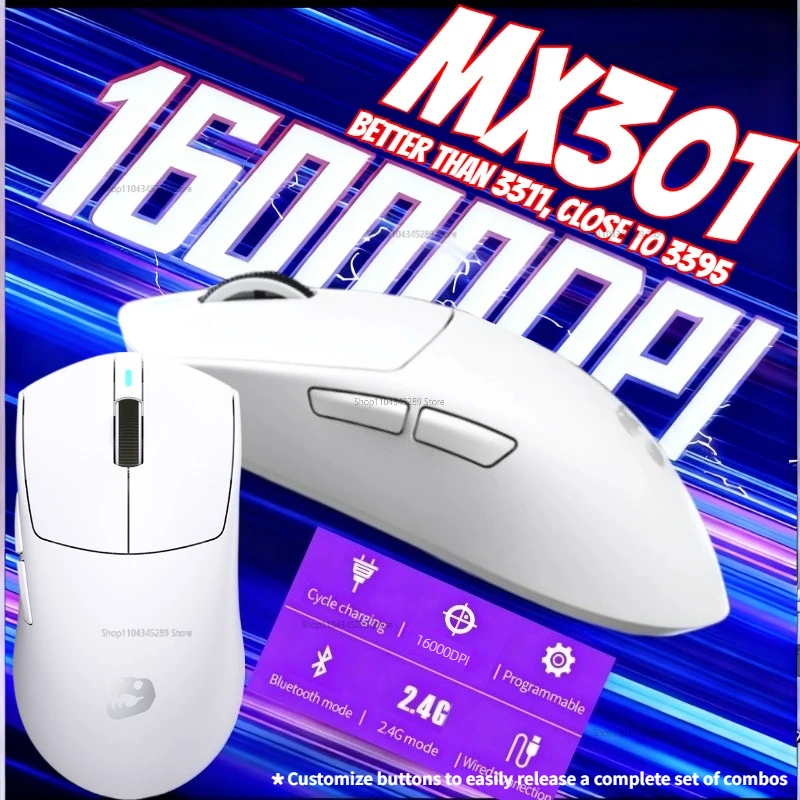 ماوس ألعاب Never Spin-Out 300IPS سرعة تتبع 60G تسريع 16000 ديسيبل متوحد الخواص TTC 30M مفاتيح 1000 هرتز ماوس ألعاب لاسلكي #1