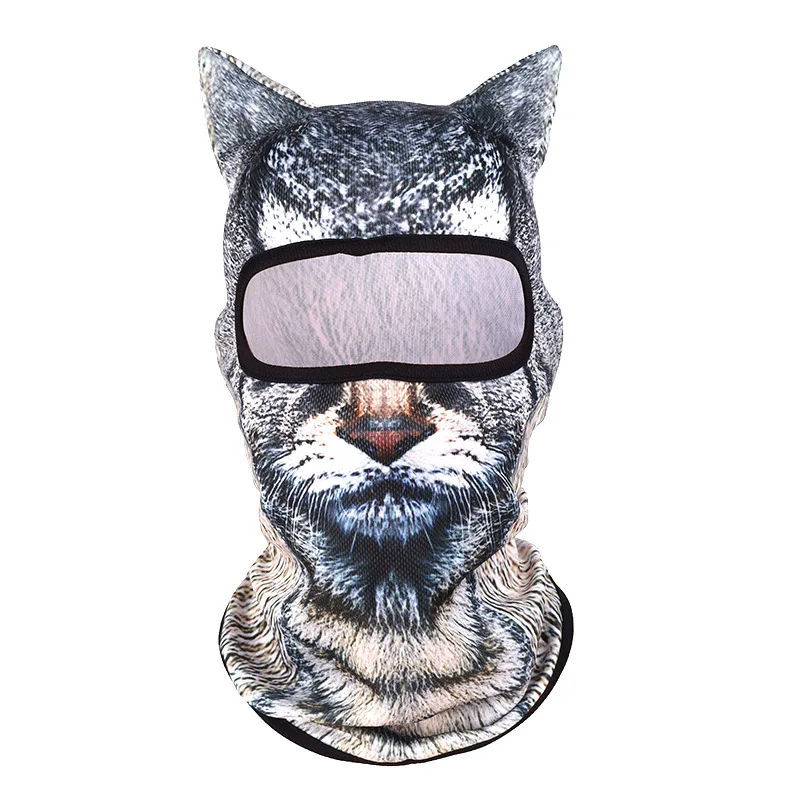 Outdoor Sunscreen Balaclava Hat  3D Animals Pattern Printed Full Face Mask Breathable Unisex Anti-UV Pullover Cap Cosplay Props