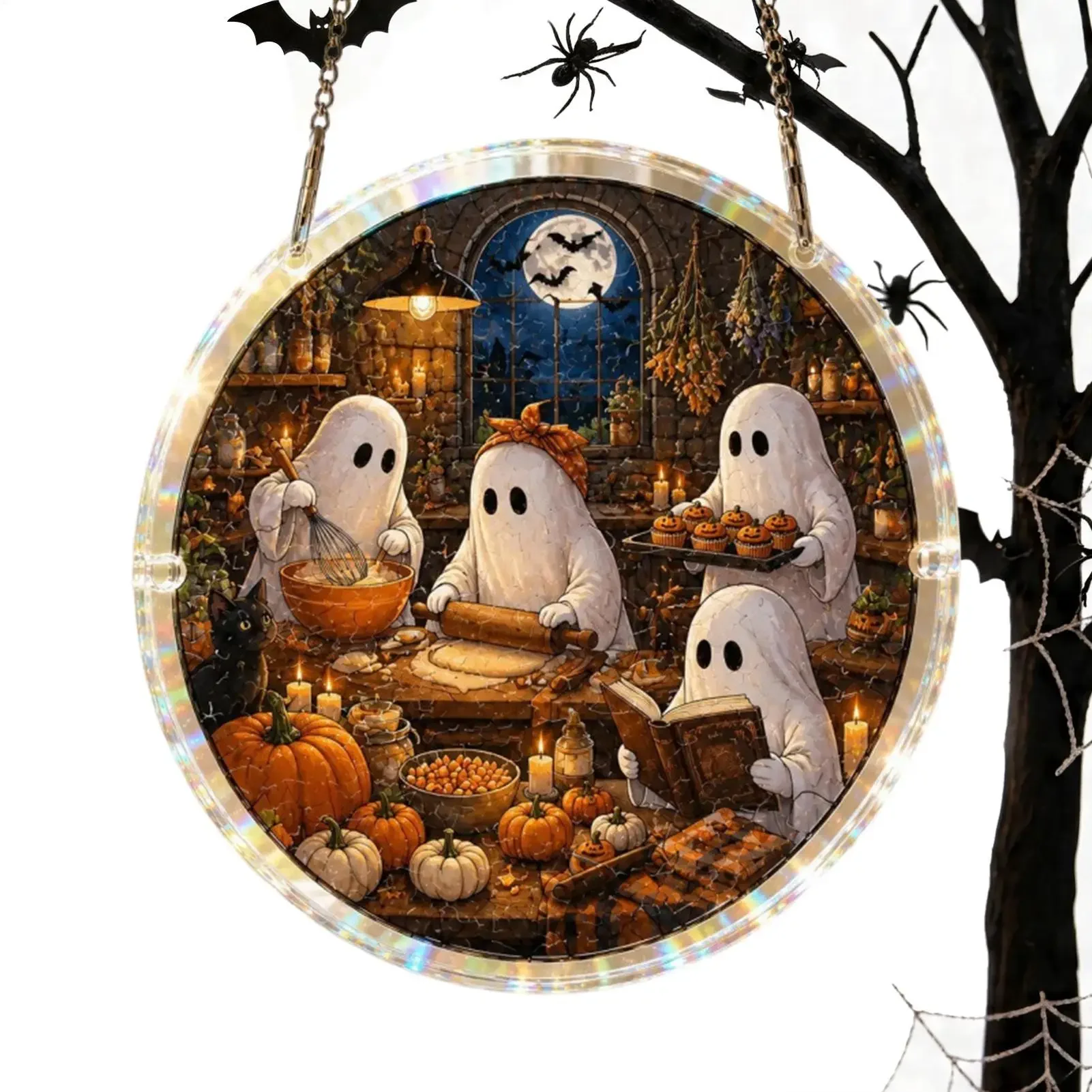 Acrylic Puzzle Sun Catcher Halloween Ghost Window Ornament 2D Acrylic Sun Catcher DIY Jigsaw For Home Apartment Bedroom Balcony