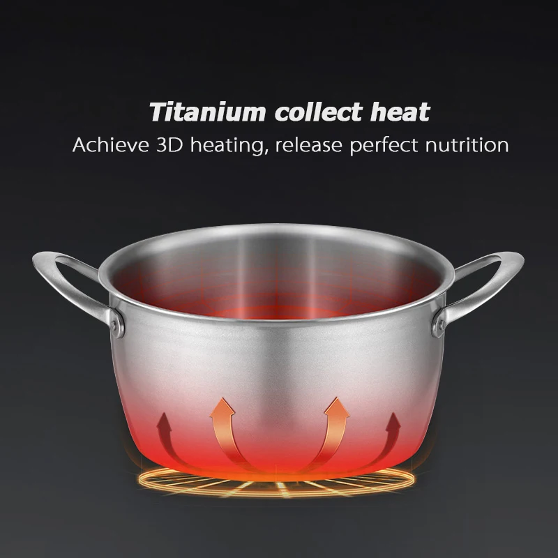 StockpotComposite titanium soup pot cooking noodles gas stove induction cooker 24cm 6.2L double ear stew pot household non-stick