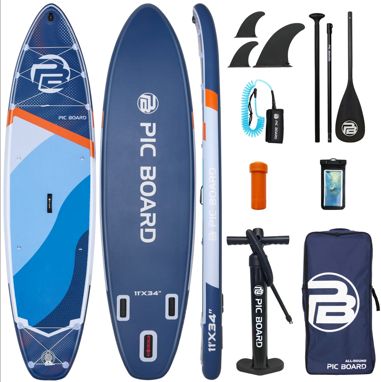 

Надувная водонепроницаемая SUP-доска PIC BOARD 11'x34x6' для стоячего плавания с рыболовными аксессуарами