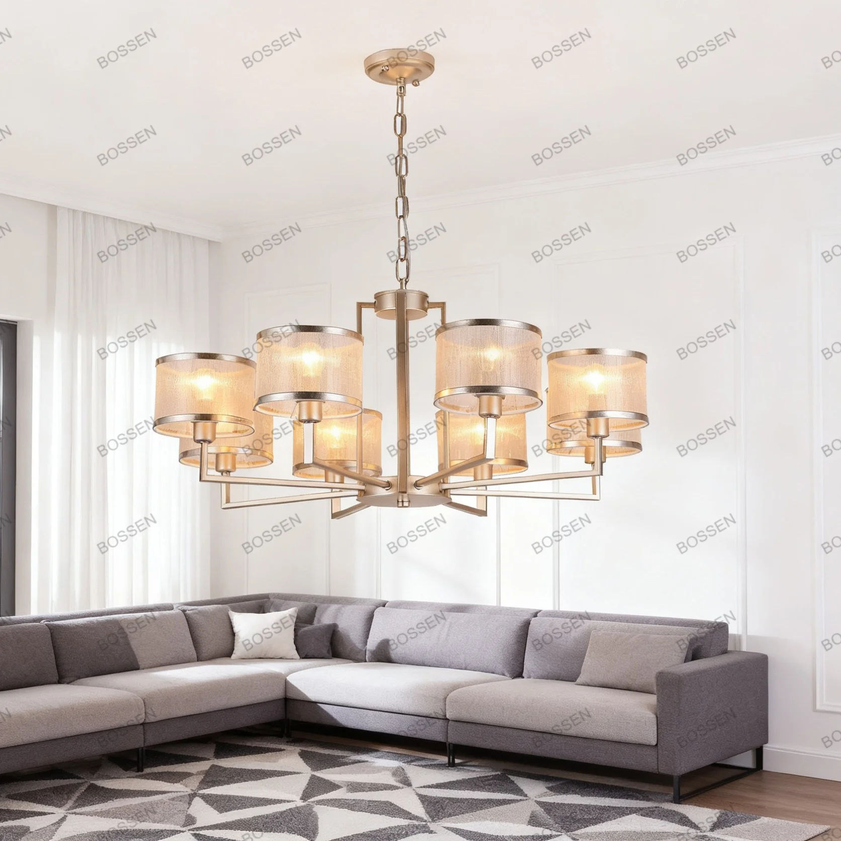 BOSSEN moderne branche d'arbre or matériel plafonnier verre suspension lustre à intensité variable pour salon chaîne réglable