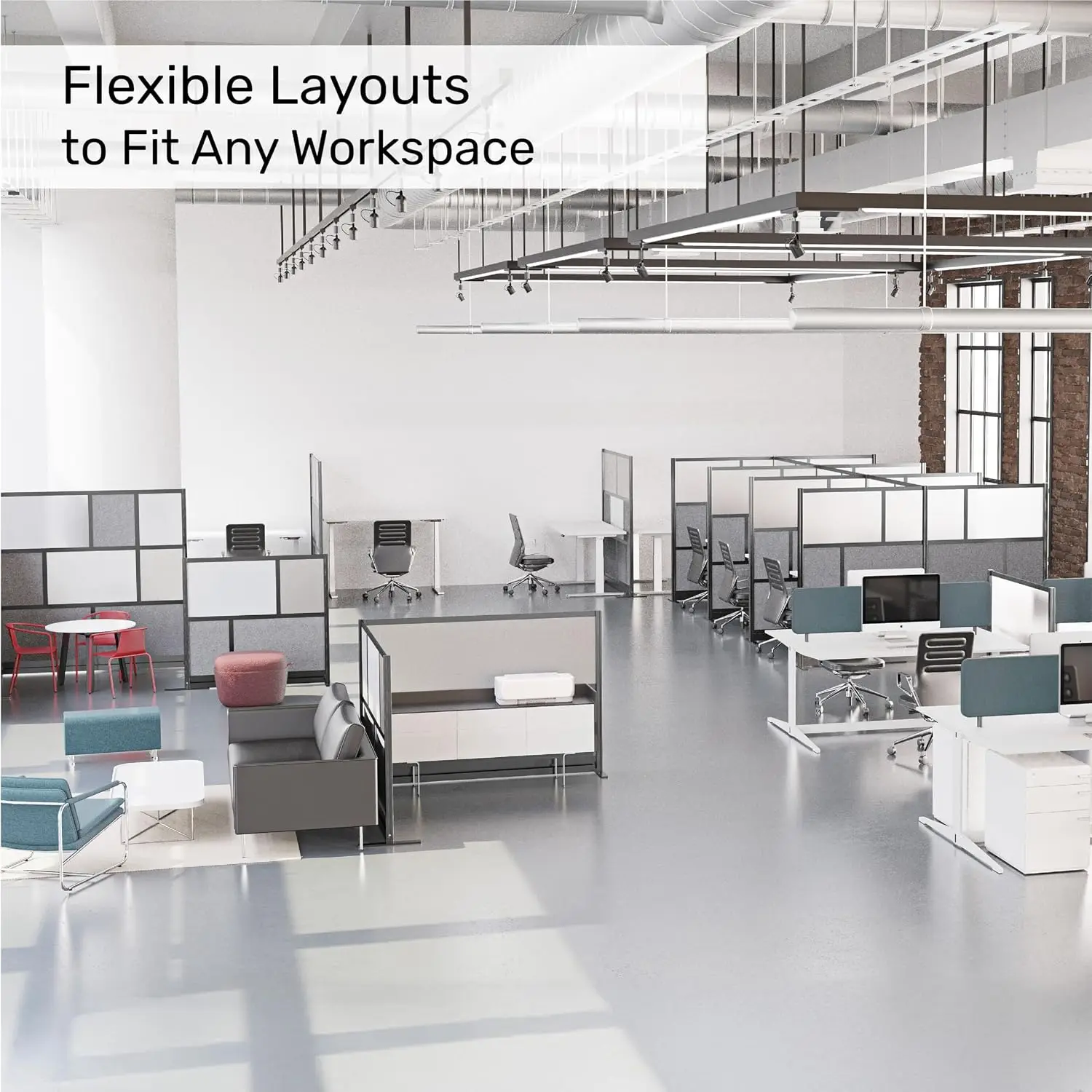 Workflow Modular Wall | Room Divider with Whiteboard, Sound-Dampening, & Frosted Acrylic Panels | Expandable Office, Customized