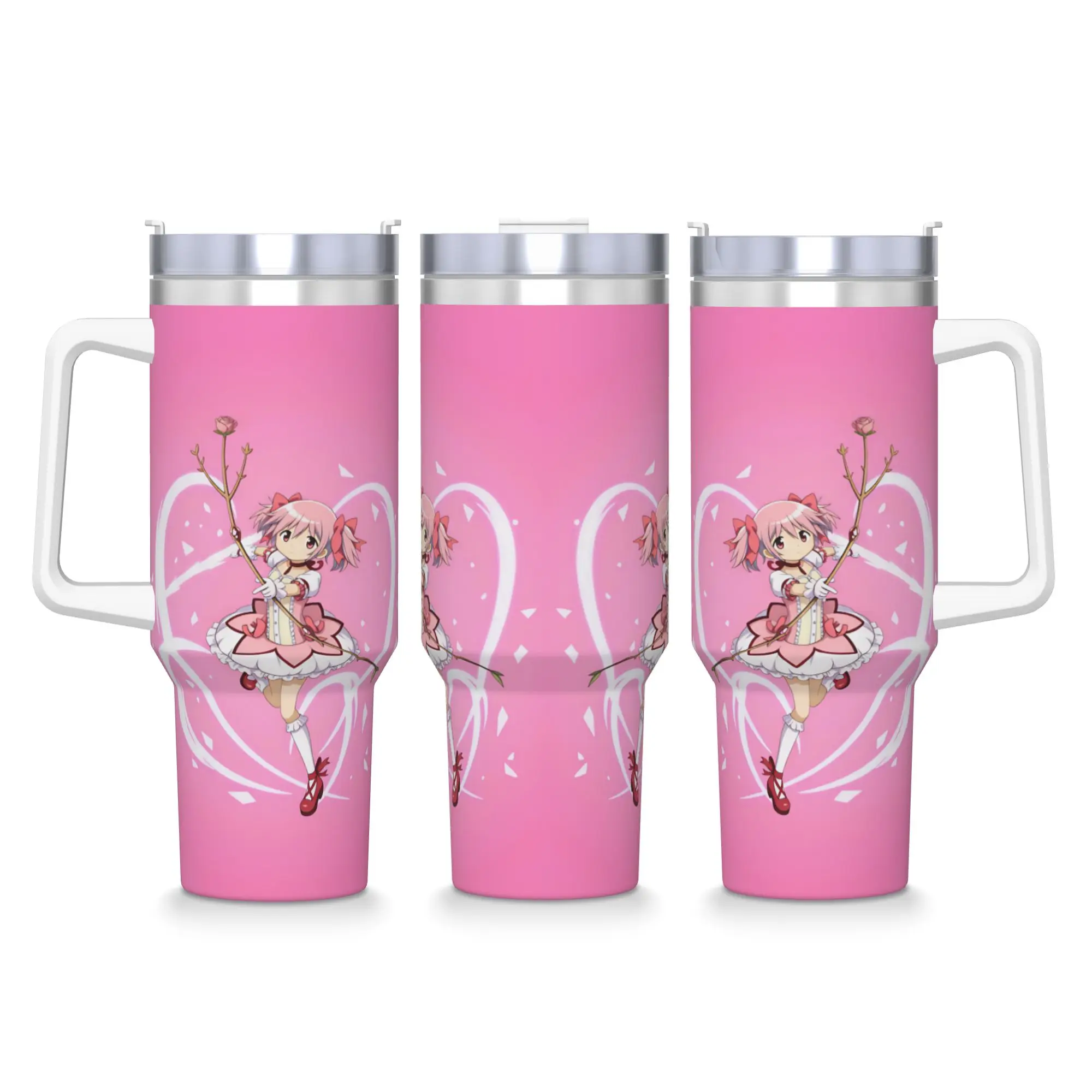 Stainless Steel Tumbler Anime Puella Magi Madoka Magica Thermal Mug  Portable Cold Drink Car Mugs Travel Graphic Water Bottle