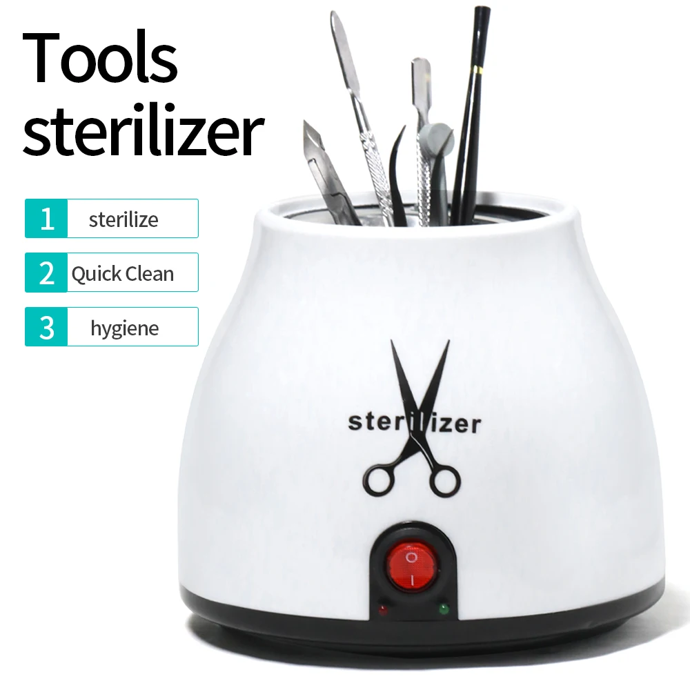 YIKOOLIN 100W Nail Tool Sterilizer Pot High Temperature to Clean Nail Tool  Disinfectant Jar Tweezer Disinfectant Container