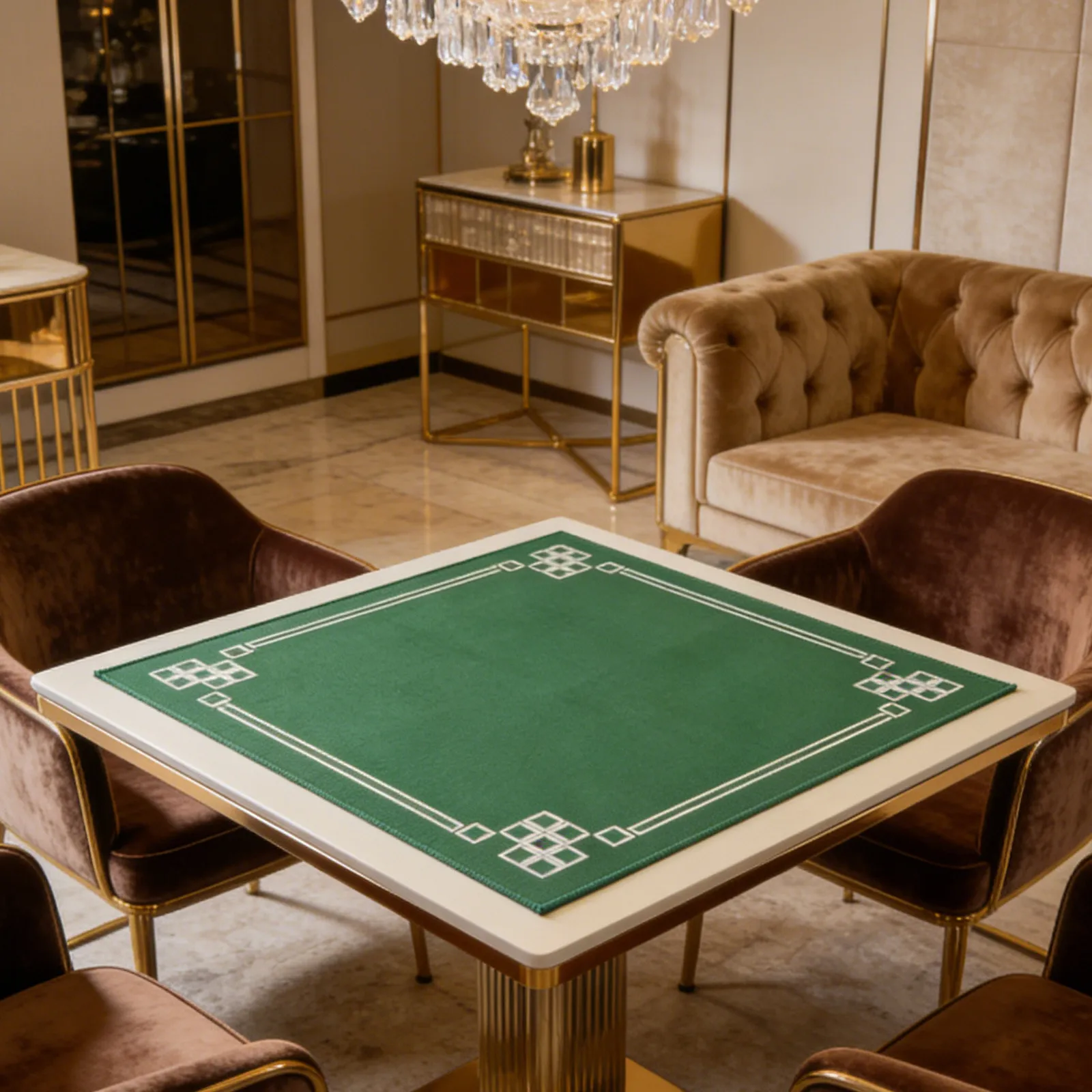 Anti Slip Mahjong Mat 70Cm/27.5In Square Thick Wear-Resistant Noise Reduction Table Cover For Card Games Board Game