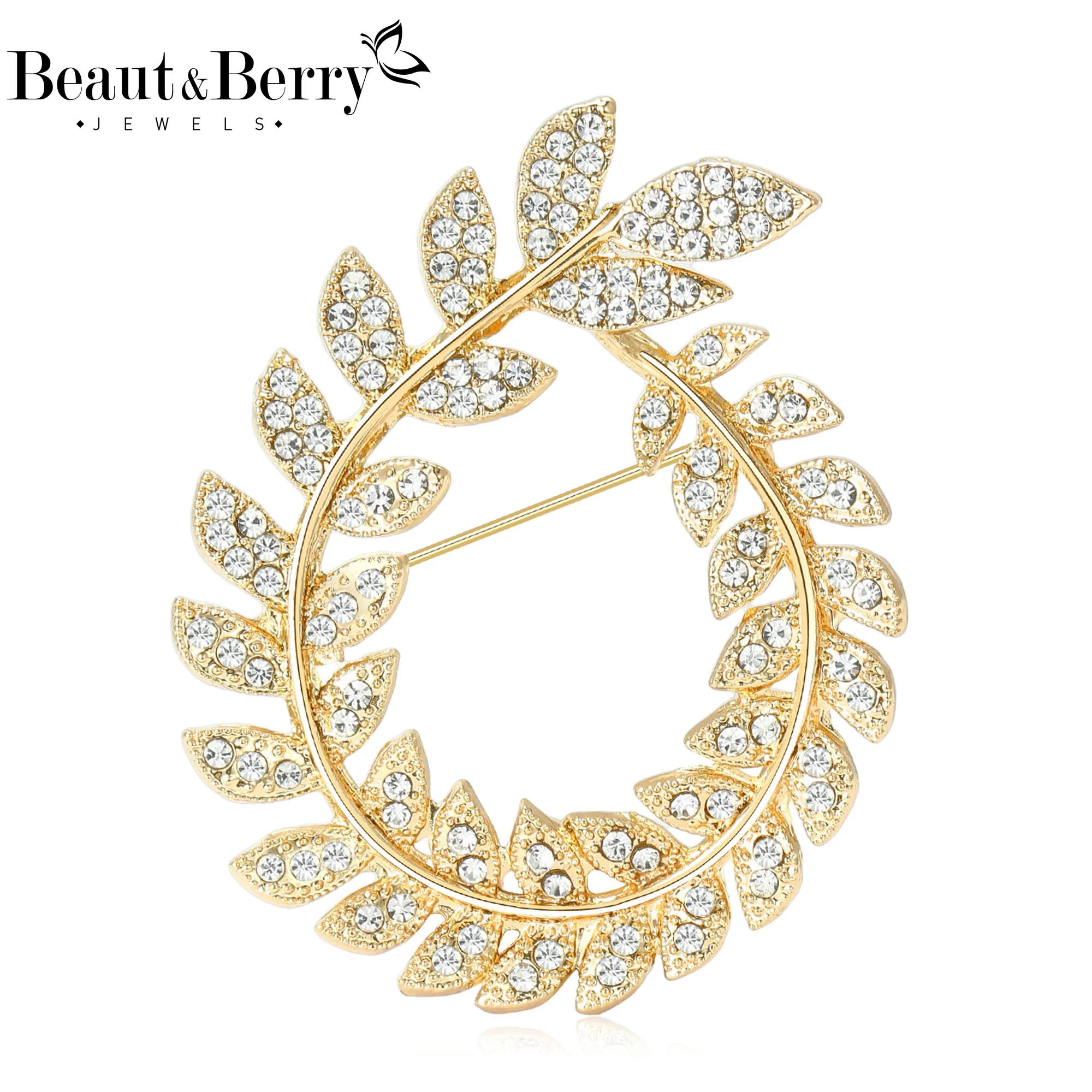 

Beaut&Berry Trendy Rhinestones Olive Branches Brooches for Women Unisex Pins Casual Party Jewelry Accessories Gifts Decoration