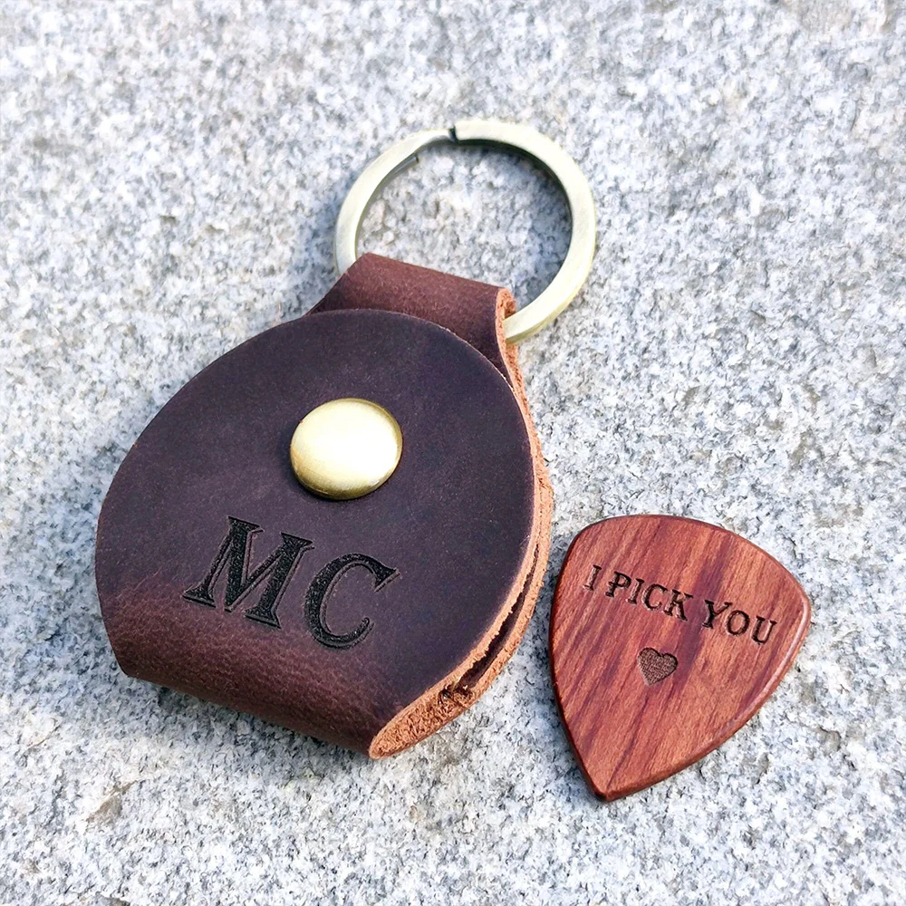 Porte-plectre en cuir personnalisé pour salariés et ukulélé, porte-clés personnalisé, étui à salariés, sac, meilleurs cadeaux pour hommes