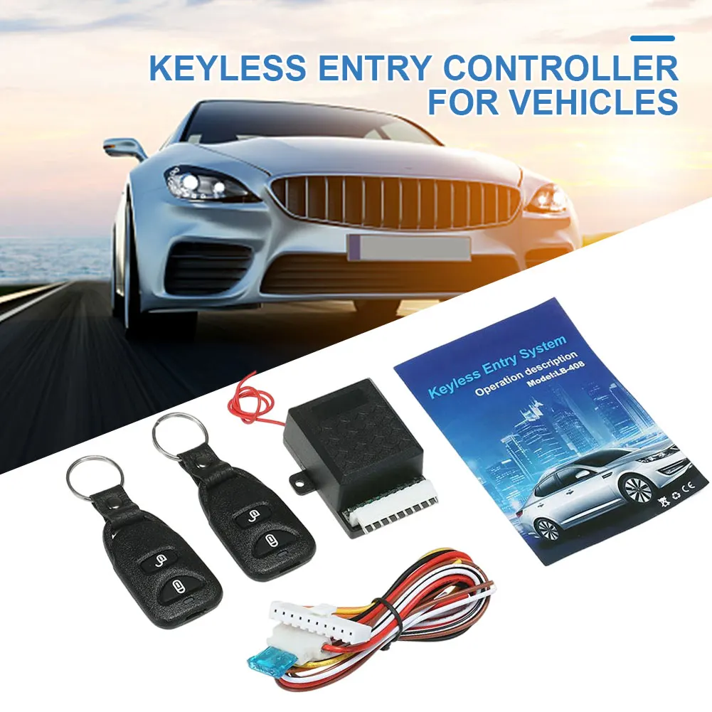 Kit de entrada sin llave de seguridad con bloqueo automático de 12V, sistema de entrada sin llave para vehículo con 2 mandos a distancia, Kit Central remoto automático portátil
