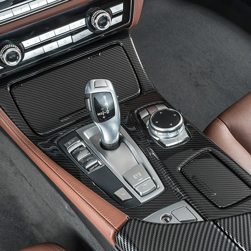 Immagine 7: Per BMW Serie 5 F10 F11 520i, Copertura in Fibra di Carbonio per Bracciolo Centrale, Scatola Portaoggetti, Pannello Decorativo per Posizione del Cambio, Accessori Auto