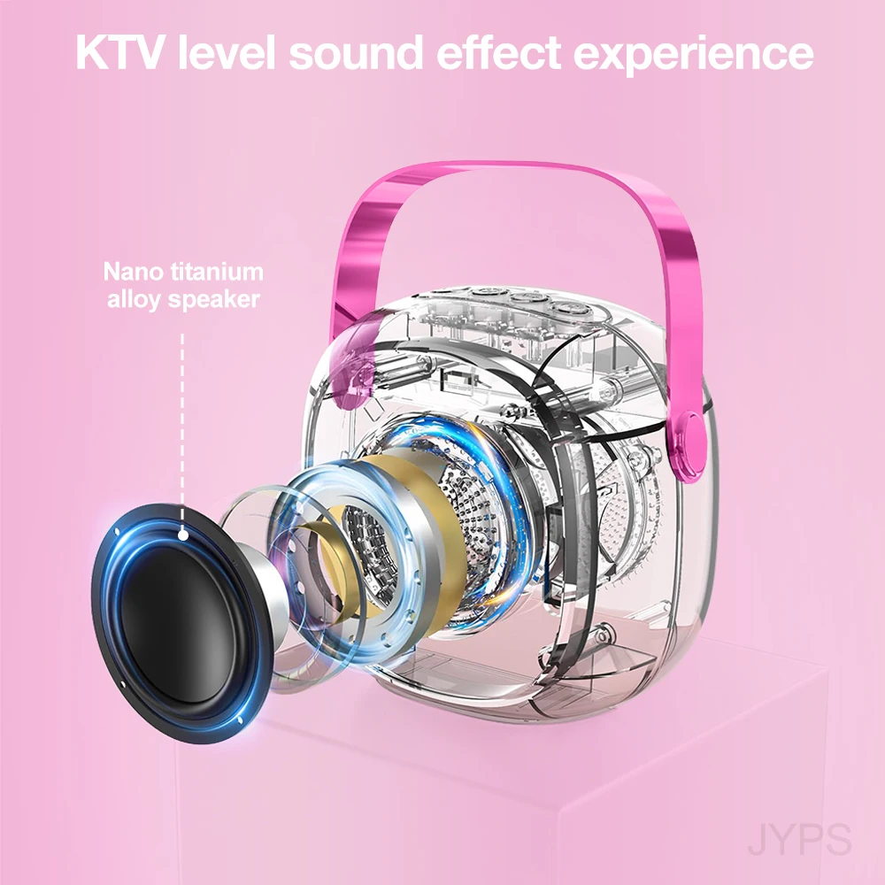 Новинка 2024, портативная мини-Колонка для караоке с Bluetooth и 2 беспроводными микрофонами