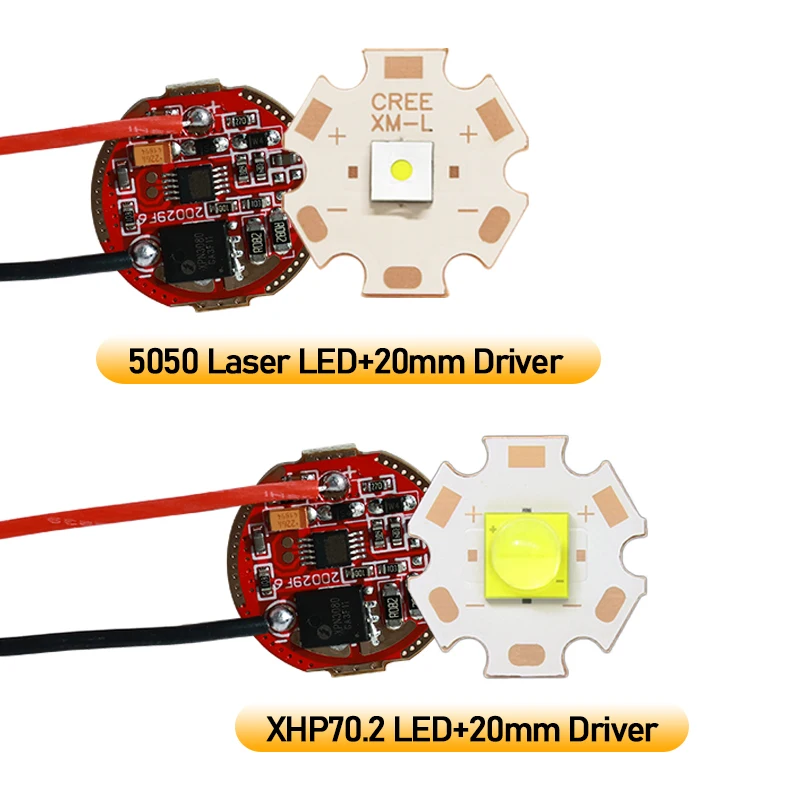 LED 10W 20W 30W Laser 5050-L2 T6 7070 XHP70.2 XHP90 Cold Warm White Beads +Torch Flashlight Current Driver DC3.7V 20mm  1/5 Mode image 3