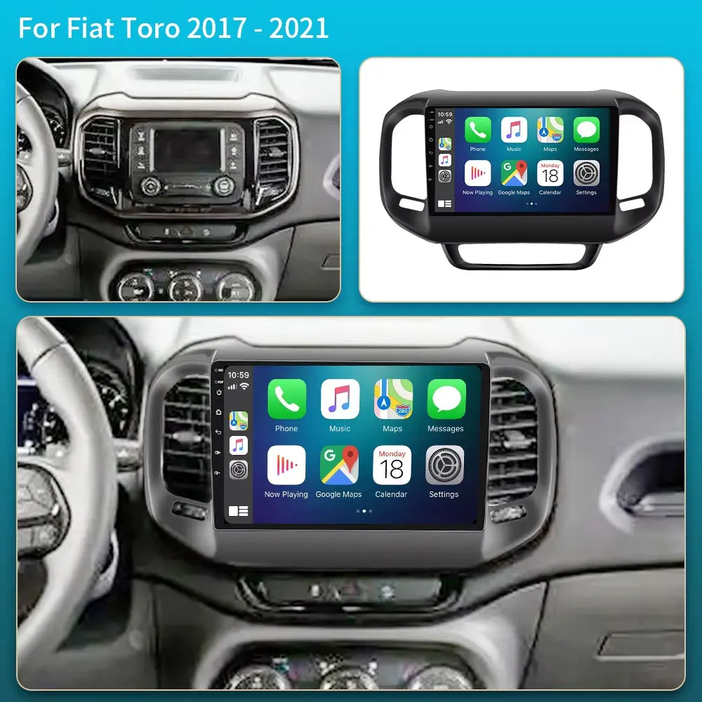 Android 16 Car Radio For Fiat Toro 2017 2018 2019 2020 2021 Multimedia Stereo Video Player Carplay Auto GPS NAVI WIFI 4G QLED BT