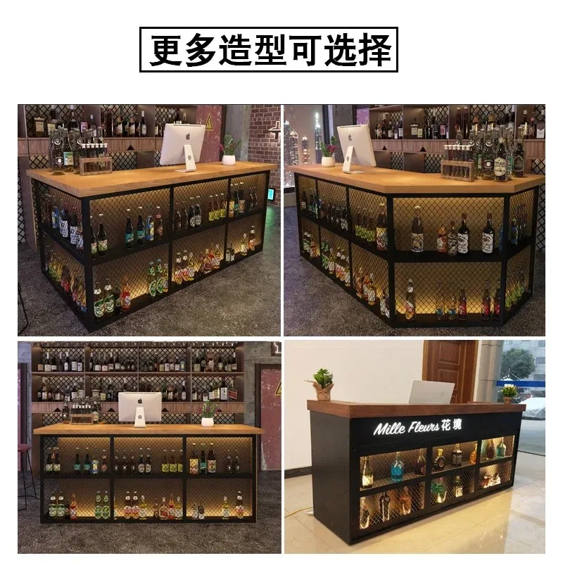 Retro industrial style bar bar table checkout page corner restaurant hot pot restaurant barbecue shop counter wrought iron