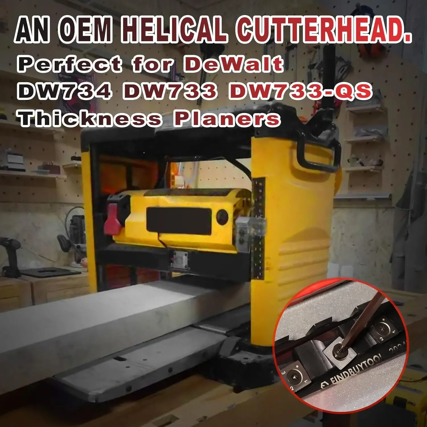 Cabeça de corte helicoidal sprial de 12,5 polegadas para plaina DW734 DW733, 4 fileiras para plaina de espessura DW734/DW733