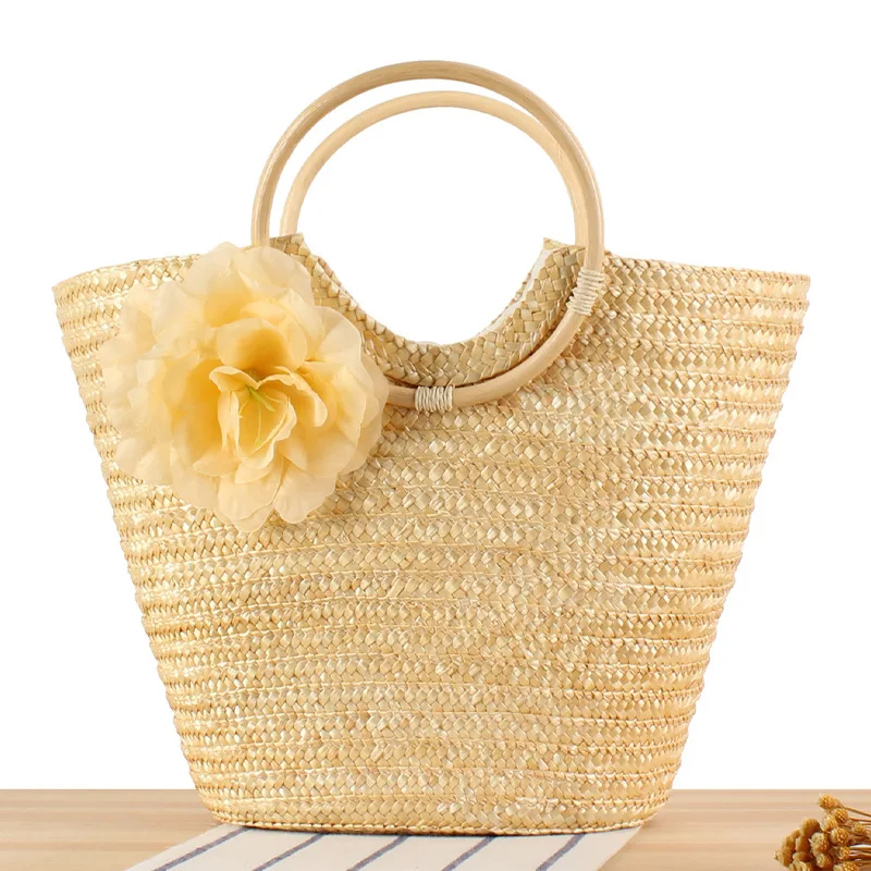 

New rattan hand-woven bag large-capacity flowers hand-woven bag ha seaside