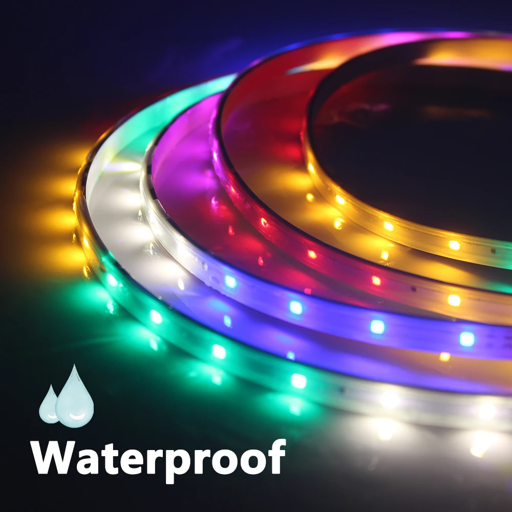 Multicolor LED Strip Lights 220V Rainbow LED Rope Light Waterproof Neon LED Strip 1m/39.37in Cuttable Flexible Changing LED Tape