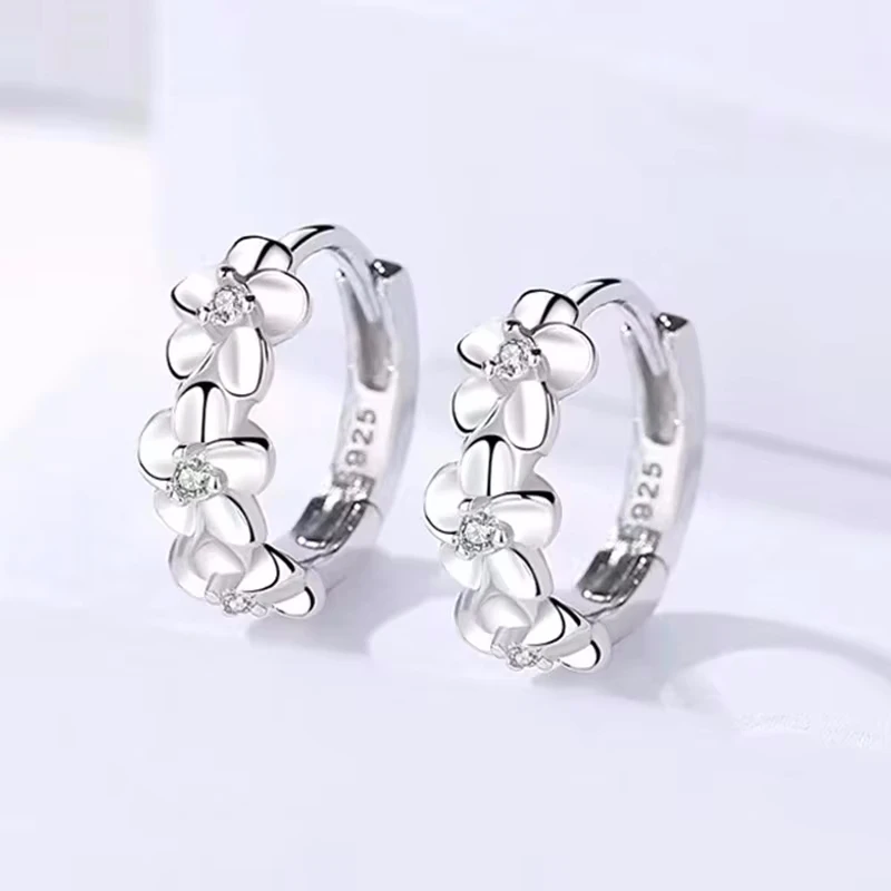 925 Sterling Silver Hoop Earrings With Sweet Flower Design Great For Everyday Wear Holidays And Gifts Vintage Bohemian Style