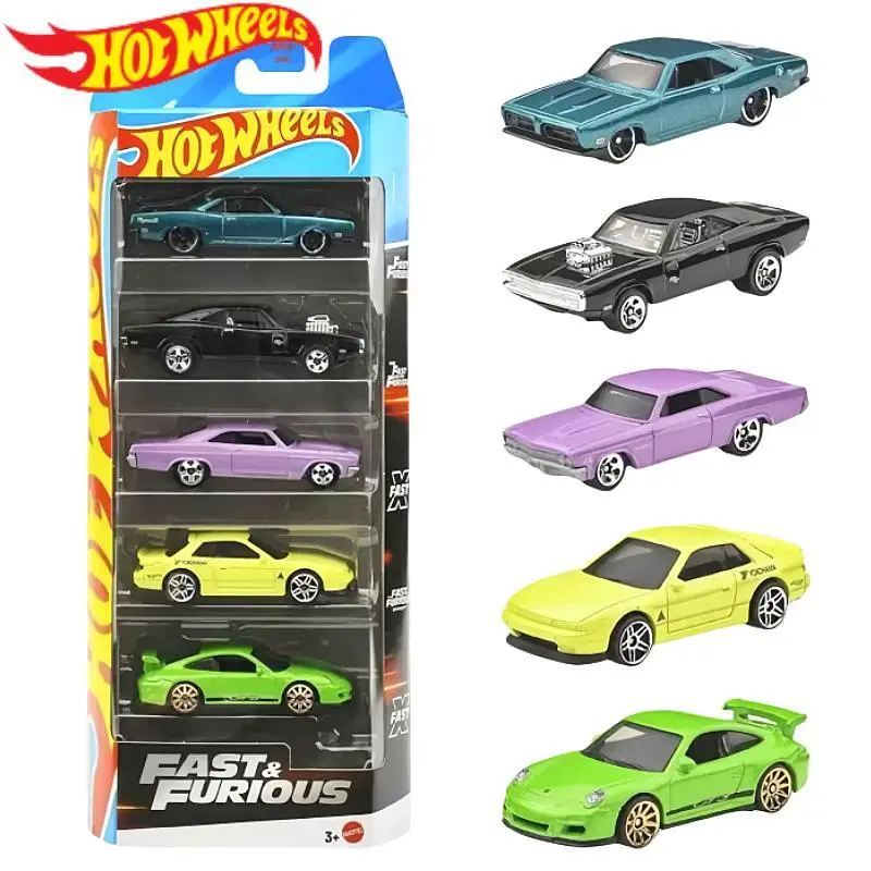 

New In Stock 2025 Hot Wheels Fast & Furious 1:64 Scale Basic 5 Pack Cars Set Porsche GT3 Tokyo Drift Chevy-JDR19 Model Car Toy