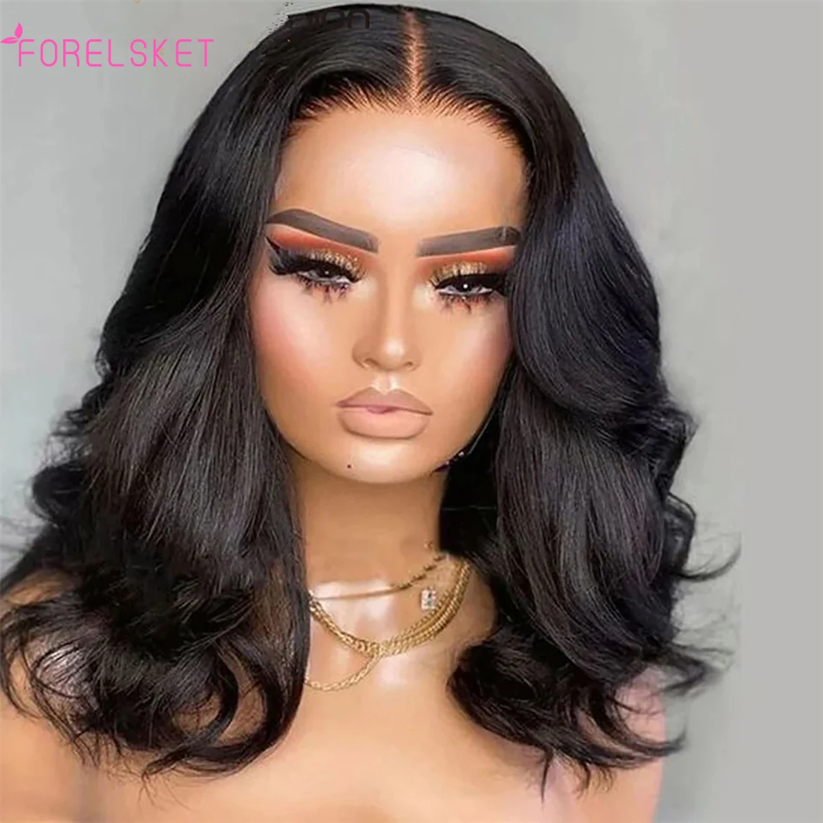 Perruque Bob Lace Wig Body Wave Brésilienne Naturelle, Cheveux Vierges, 13x4, Pre-Plucked, Densité 180%, Partie Latérale, pour Femme Africaine