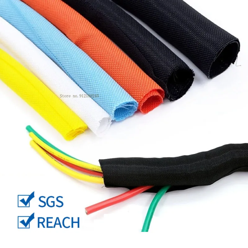 Black/orange/white Self closing wire sleeve flame-retardant cable protection Sock Tube automotive wire harness - view 6