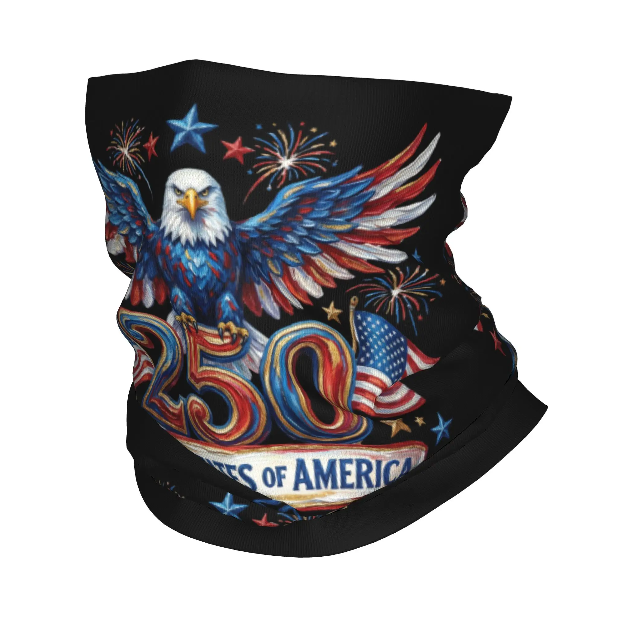 250 Years of Freedom 1776-2026 Eagle Bandana Neck Cover Printed Independence Day Balaclavas Mask Scarf Headband for Men Women
