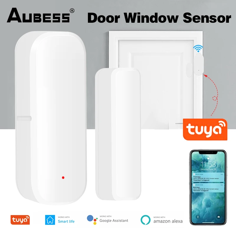 Tuya WiFi Smart Door Sensor Magnetic Open Closed Alarm Detector Security Protection Smart Life Remote Control Alexa Google Home