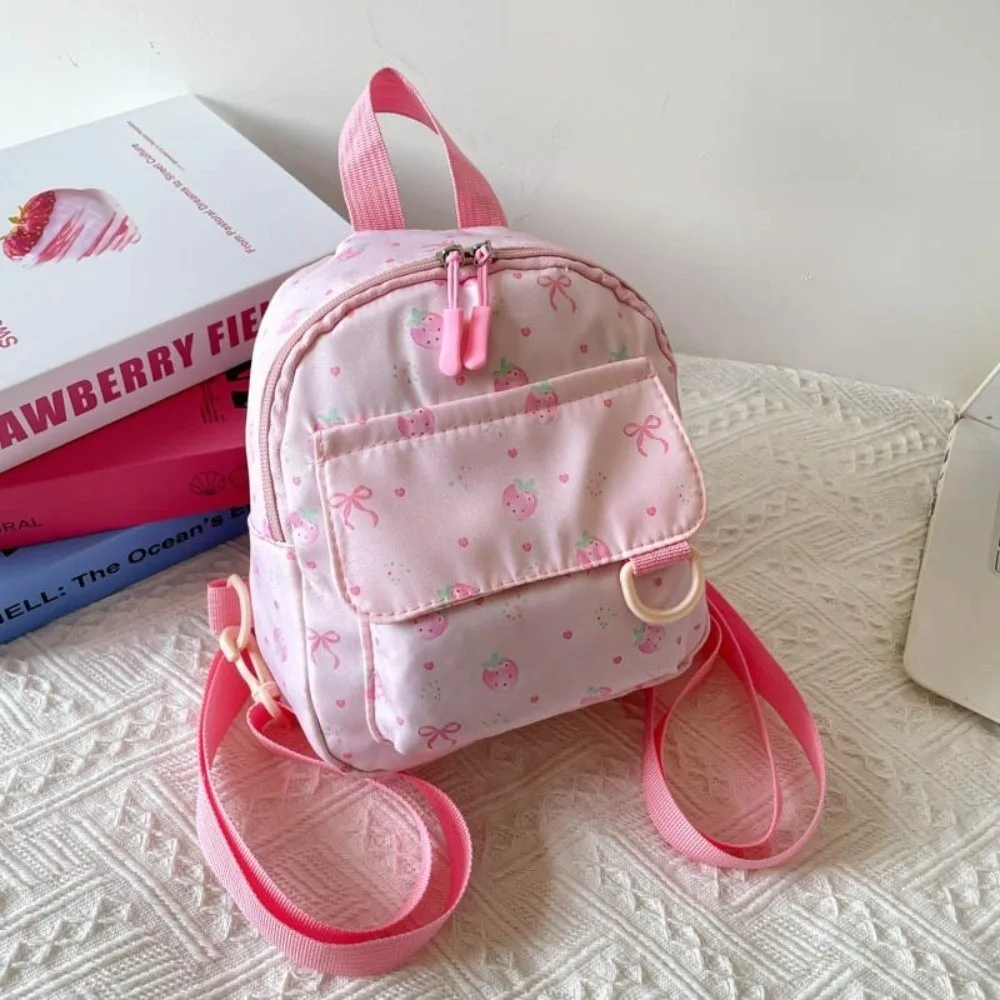 Kawaii Lightweight Mini Backpack Nylon Polyester Bowknot Printed Bag Simple Small Daypack College Students