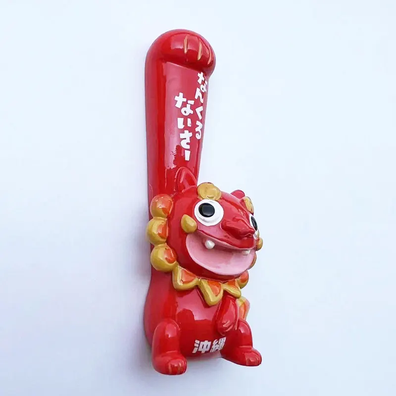 Okinawa Lion Mascot 3D Resin Refrigerator Sticker from Japan