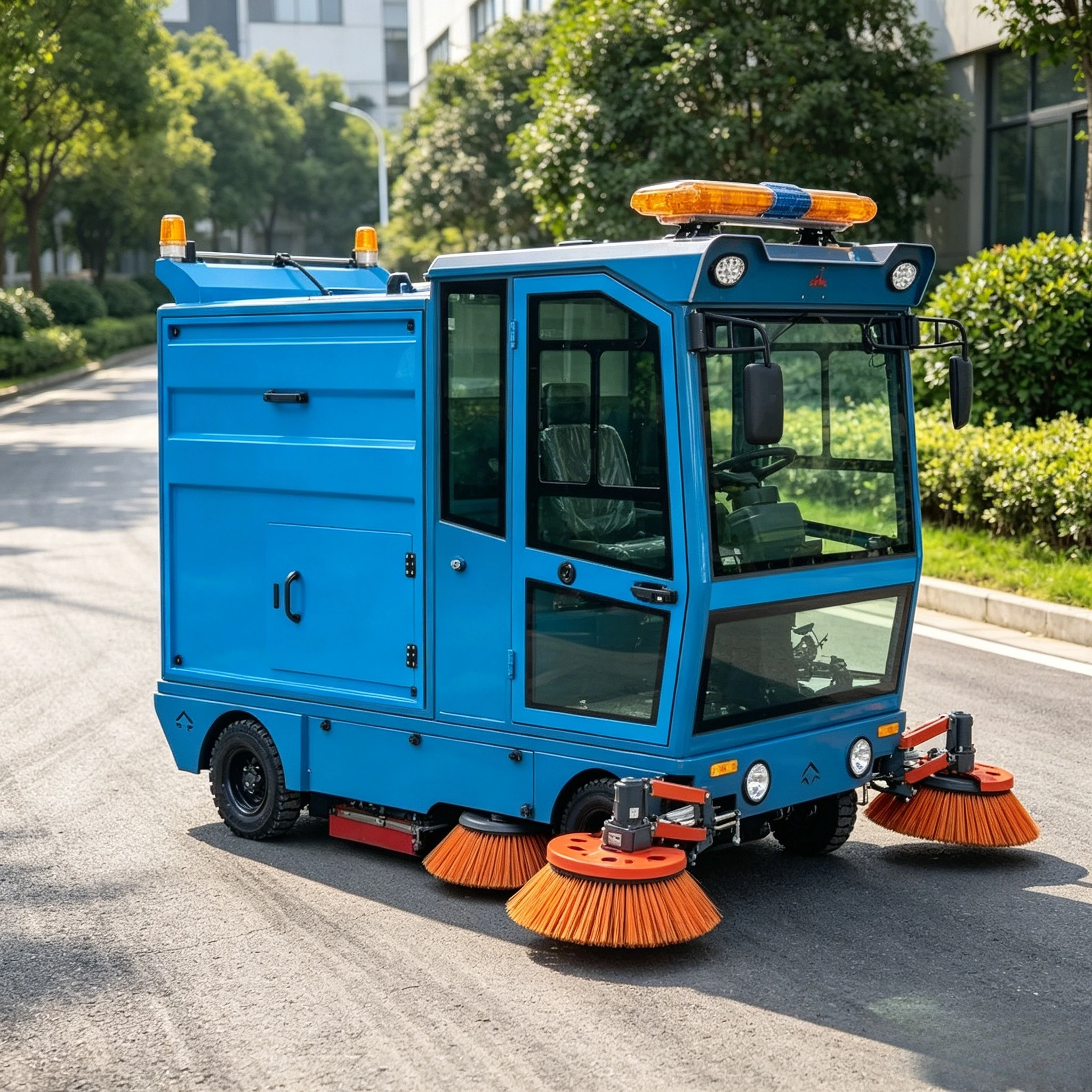 3 Wheel Steering Road Sweeper Cleaning Machine Industrial Floor Sweeper Truck Road Sweeper Sanitation Equipment Customized