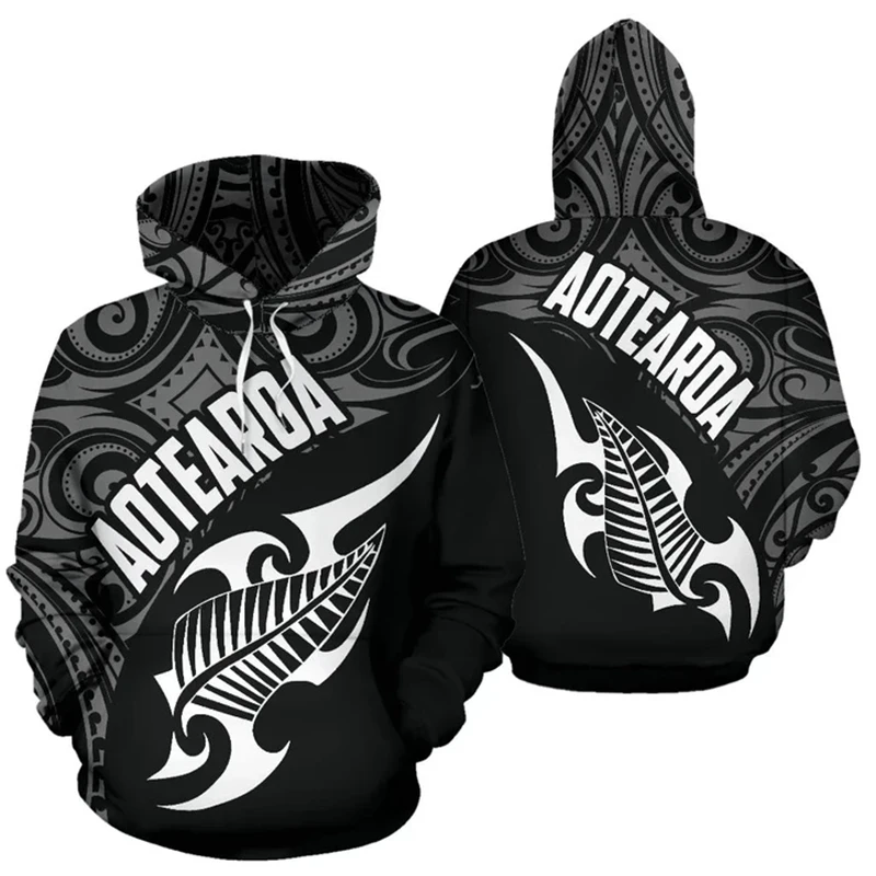 New Zealand Flag Map Graphic Sweatshirts Silver Fern National Emblem Hoodies For Men Clothes Polynesia Aotearoa Hoodie Boy Tops