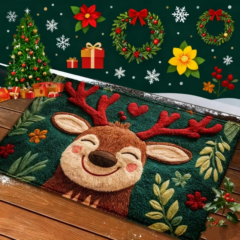 عيد الميلاد الكلمة حصيرة الكرتون سانتا كلوز باب مدخل حصيرة الحمام ماصة المضادة للانزلاق سجادة باب المنزل 2025 نافيداد عيد الميلاد ديكور #1