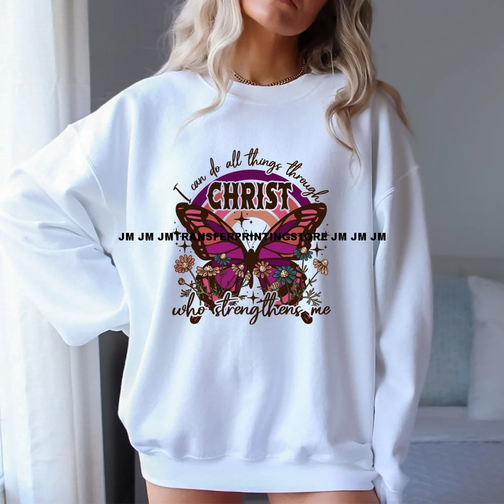 Christian Flowers Jesus Bible Bless The Lord Of My Soul God Says You Are Grow In Grace Designs DTF Transfer Stickers For Hoodies