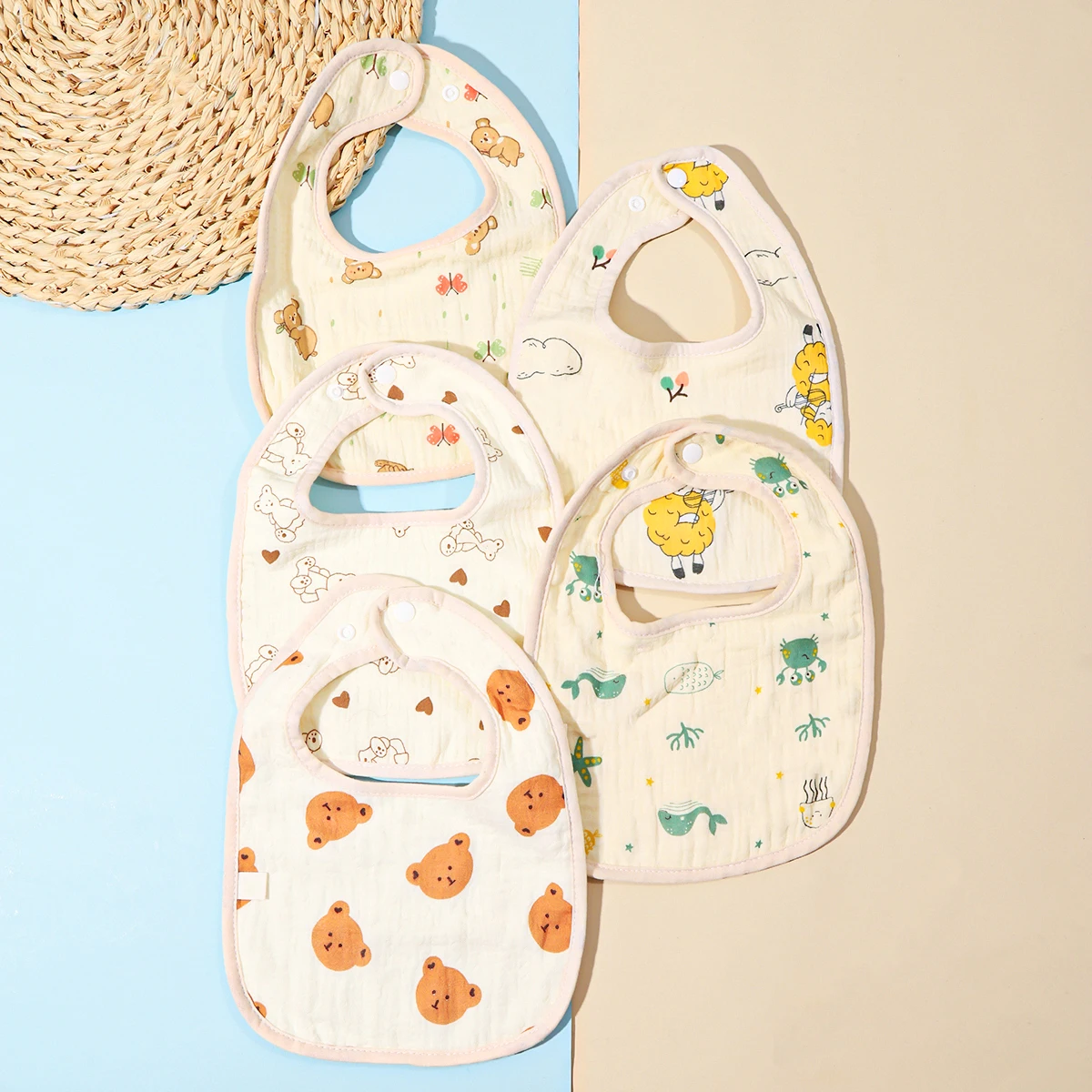 

Baby gauze bib, cotton crepe cloth A class saliva towel, newborn baby 360 degree rotating bib