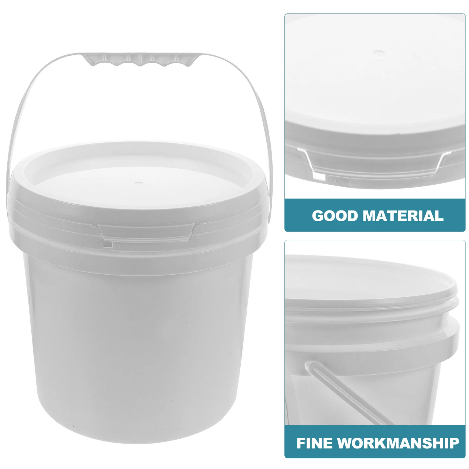 

Ergonomic Plastic Paint Pail Durable Thick Material Airtight Lid Iron Handle Portable Storage Bin for Various Liquids
