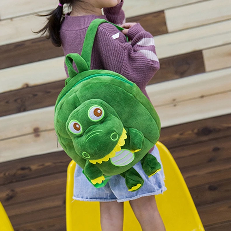 Kawaii Plush Backpack for Toddlers Boys and Girls Plush Cartoon Dinosaur School Backpack Suitable for Outings Camping and Zoos