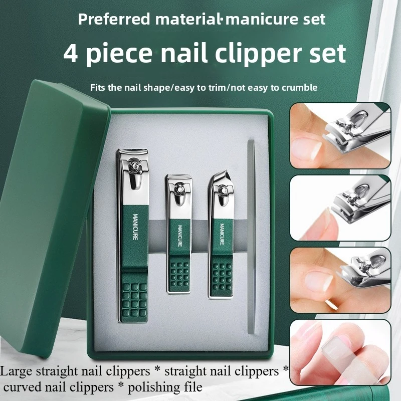 1/4 ชิ้นแบบพกพาคุณภาพทําเล็บมือเล็บเท้าชุดเครื่องมือการดูแลส่วนบุคคลสแตนเลสสาดหลักฐานกรรไกรตัดเล็บชุดพร้อมตะไบเล็บ