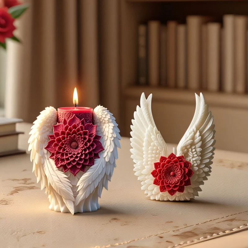 

3D крылья цветок аромат свеча силиконовая форма DIY ручная работа крылья ангела мыло гипсовая смола форма подарок на вечеринку