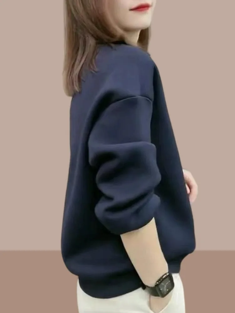 Primavera Autunno New Sle Felpa da donna Colletto irt Sciolto Faionable Anti-età Falso in due pezzi Vestibilità comoda