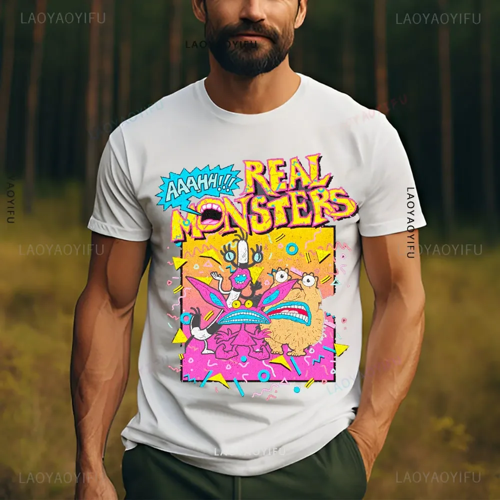 Aaahh!!! Real Monsters Underground Academy Group Man T-Shirt Summer Aaahh Real Monsters All Characters Cotton Unisex T Shirt