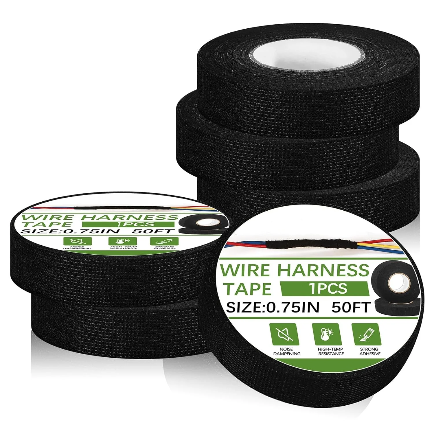 Wire Harness Tape, Engine Compartment High-Temperature Self-Adhesive Felt Cloth Electrical Tape, Noise Reduction and Protection
