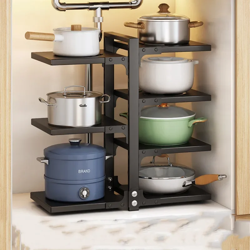 New Kitchen Shelving Multi-Layer Pot Shelving Multi-Function Countertop Sink Cabinet Two-Sided Pot Storage Rack Organization