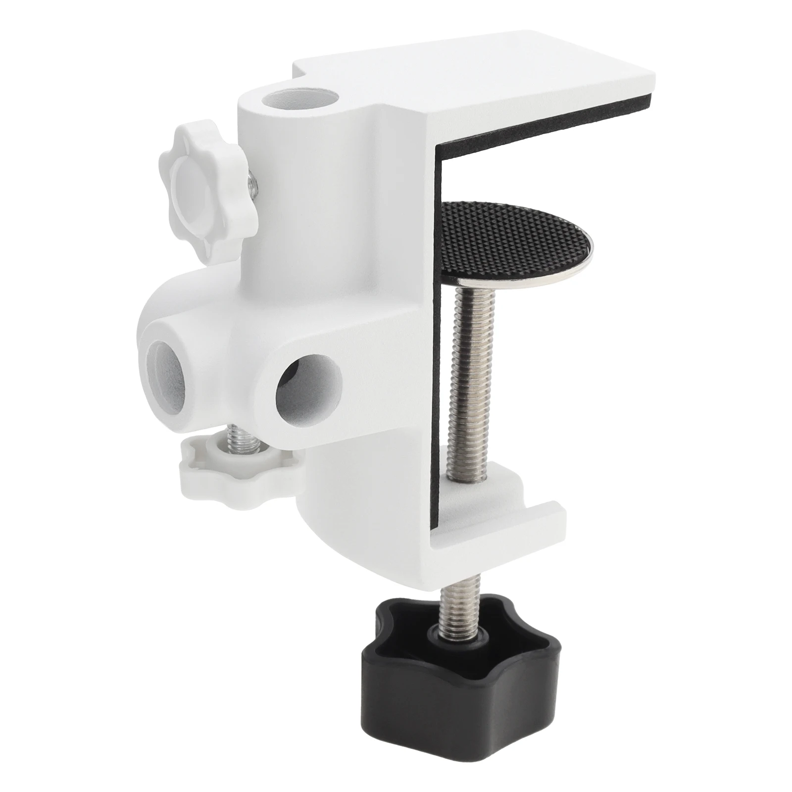 White Desk Lamp Clamp 1/2 Inch 4 Hole Metal Table Mounting Clamp Bracket Clamp for Magnifying Light / Boom Scissor Arm