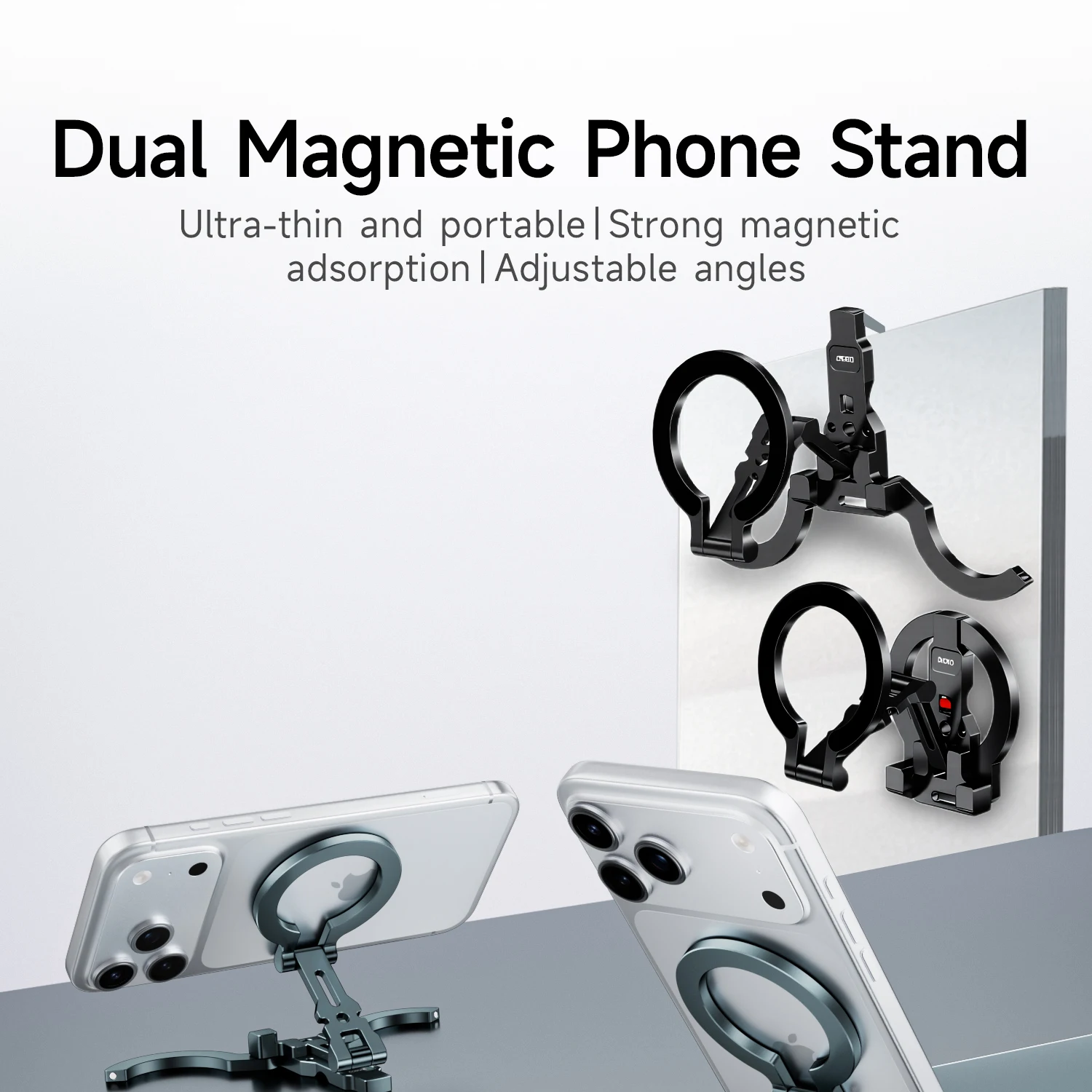 XILETU COBONE Doppelseitiger Magnetischer Handyständer | Schlankes, faltbares MagSafe 1/4-Zoll-Stativ für iPhone 17-13 – Ideal für Vlog, Reise, Selfie und Live-Übertragungen – Detail 1