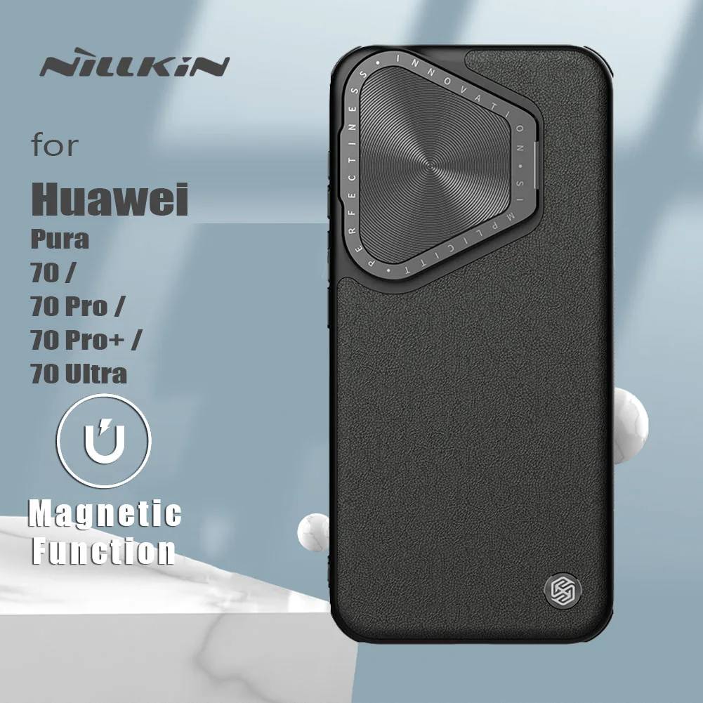 

Кожаный чехол для Huawei Pura 70 Pro / 70 Pro Plus Magsafe NILLKIN с магнитным адаптером для объектива с полной защитой камеры