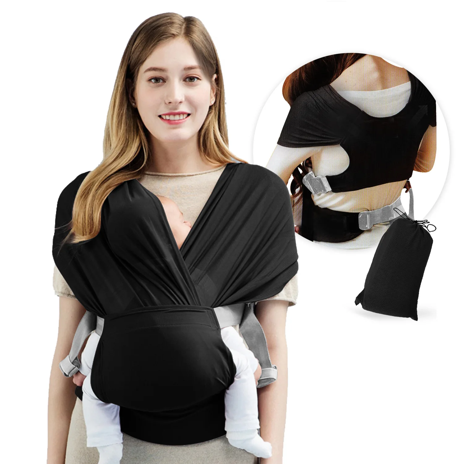 Portable Lightweight Baby Carrier Stretchy Sling Wrap for Newborn Infant Mesh Breathable for Summer Front Hugging X Shape