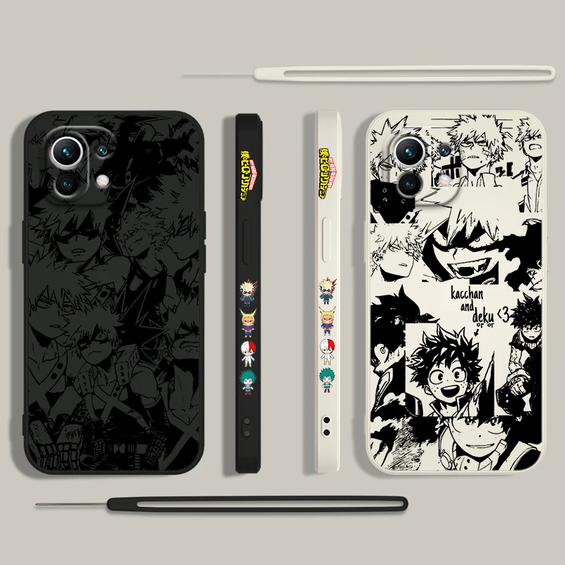 Anime My Hero Academia Phone Case For Xiaomi 14 13 12 11 10 T Pro Ultra Lite 5G Liquid Left Rope 5G Soft Cover