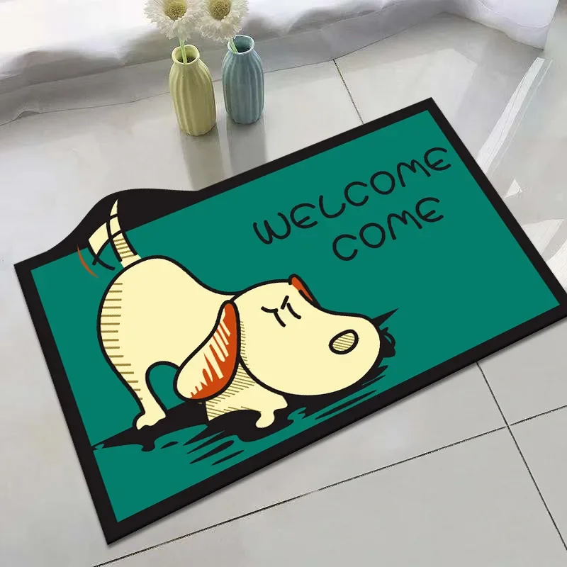 

Crystal Velvet Floor Mat, Cute Cartoon Starter Mat Puppy Design Carpet Dust Mat Easy Care Sofa Living Room Carpet Home De